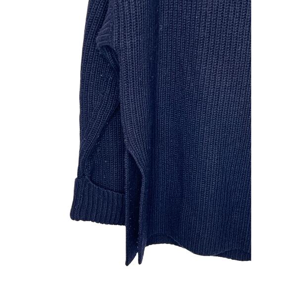 COS Navy Blue Oversized Heavy 100% Wool Knit High Neck Pullover Sweater Size S - Picture 3 of 9